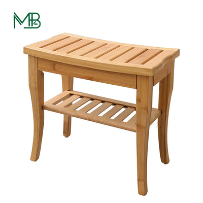 Chaise de bain en bambou avec étagère de rangement