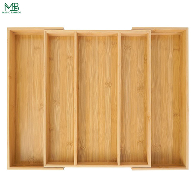Boîte de rangement en bambou à compartiment extensible