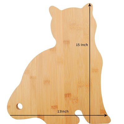 Plaque de coupe en forme de chat en bambou durable Plaque de service en bois Plaque de coupe de cuisine 38.2*33.1*1.6cm