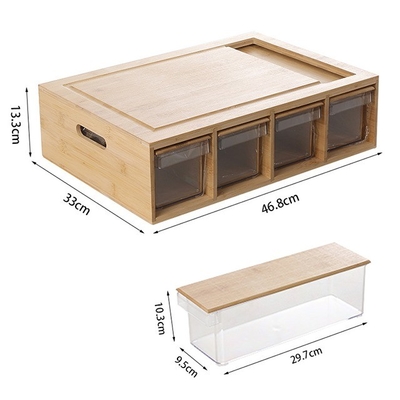 Planche à découper en bambou avec 4 plateaux d'organisation de tiroirs Essentiel de cuisine économe en espace