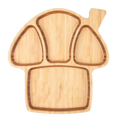 Fournitures écologiques Plate de bambou pour bébé Moderne en forme de champignon avec une base en silicone