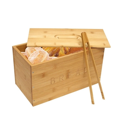 Boîte de rangement de pain en bambou naturel avec pinces à pain parfaite pour la cuisine