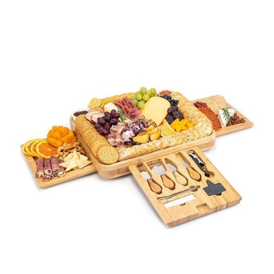 Logo personnalisé Acceptable Plaque de fromage à la charcuterie en bambou avec couteau caché 39x33x5cm