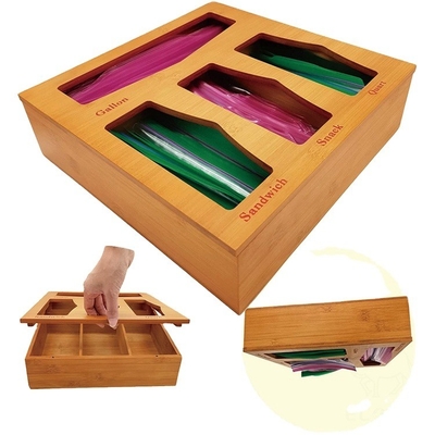 Dispenser de sac à repas scellé classique en bambou pour les boîtes de rangement naturelles