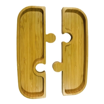 Plateau de cuisine en bambou Puzzle de conception en bois en forme de plateau Plate de dîner pour la restauration