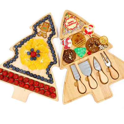 Arbre de Noël Irrégulier Unique, ensemble de charcuterie et couteaux en bambou massif