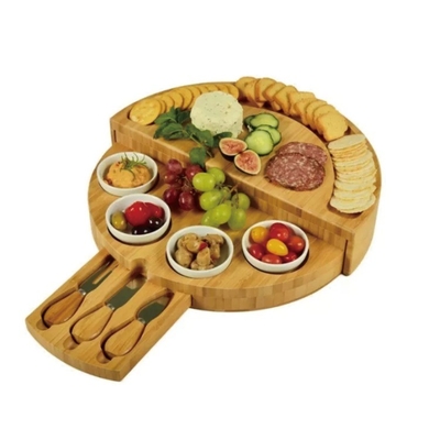 Meilleur cadeau plateau de bambou multi-fonctionnements Table de coupe de fromage en forme ronde avec couteau
