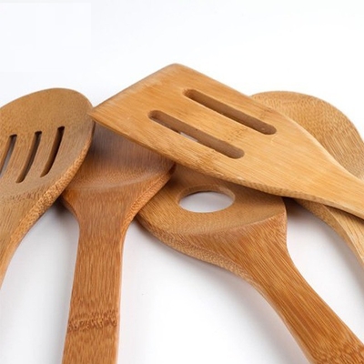 5 pièces d' ustensiles de cuisine biologiques Spatula de bambou pour cuisiner