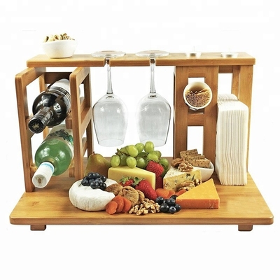 Blocs de coupe de bambou multifonctionnels pour fromage avec support de vin et support de serviette