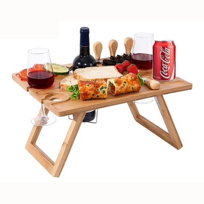 Tableau de plateau pliable en bambou en extérieur gravé pour le pique-nique