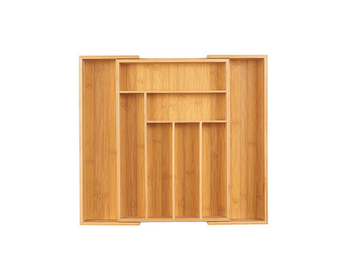 Ensemble de plateaux de couverts en bambou rectangulaire écologique avec 8 compartiments réglables