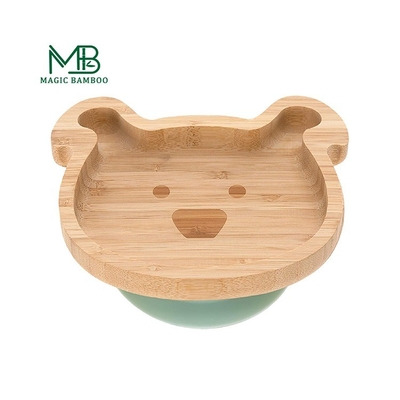 Logo personnalisé Cercle d'alimentation pour bébé en bambou Plate pour animaux avec aspirateur pour enfant