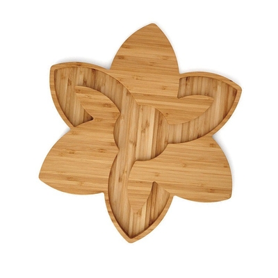 Plateau de fête en forme de fleur de bambou naturel