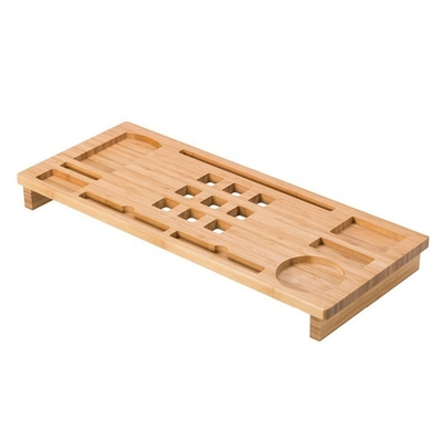 Logo personnalisé Stand d'ordinateur en bambou naturel de 60x25x6cm pour un design moderne de luxe