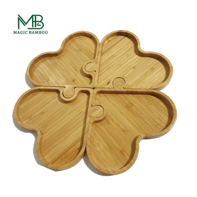 Ensemble de plateaux en bambou amovibles de type plateau en forme de cœur pour cuisine