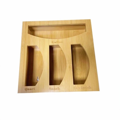 Boîte de stockage à fermeture à glissière en bambou