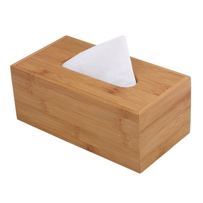Boîte à tissus en bambou multifonctionnelle 22x11.5x9CM Conception fonctionnelle pour les articles essentiels de salle de bain