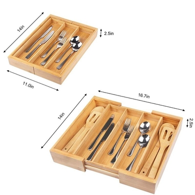 Boîte de rangement multi-fonctionnelle de 5 grilles de style bambou pour PC pour ustensiles de table 35,6 x 27,9 x 6,4 cm