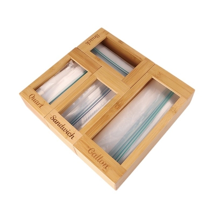 OEM/ODM Acceptable Boîte de stockage en plastique naturel en bambou avec distributeur en aluminium