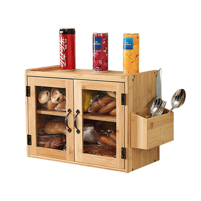 Boîte de rangement de pain en bambou direct avec porte-vaisselle pour cuisine