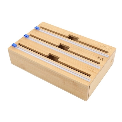 Monture murale Bamboo brillant 3 en 1 distributeur d'emballage avec coupeur et organisateur 35,5*25*7,8 cm