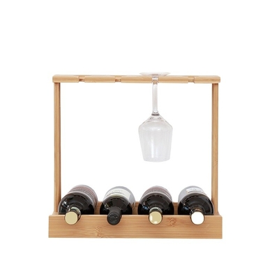 Porteur de bouteille de vin en bambou durable pour 4 bouteilles Parfait pour le stockage des aliments