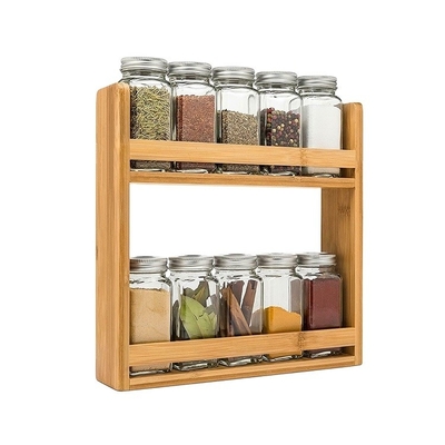 28x28x8cm plateau porte-épices en bambou pour tiroir armoire de cuisine organisation à 3 niveaux