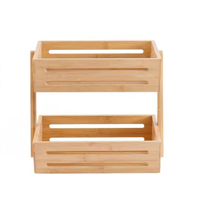 Panier de fruits de bambou hautement personnalisé de 2 niveaux pour l'organisateur de stockage de comptoir de cuisine