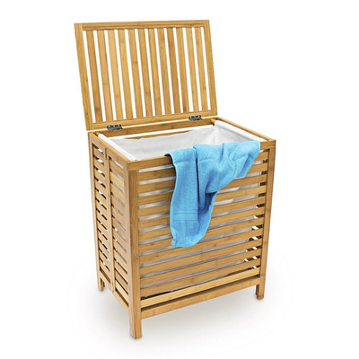 Économiser de l'espace salle de bains stockage panier de linge sac à panier 100% bambou