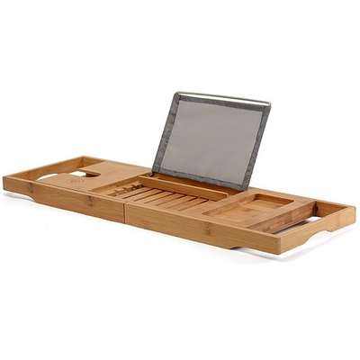 Plateau de bain extensible durable Caddy de salle de bain en bambou extra grand