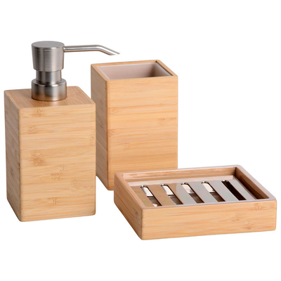 Dispenser de savon en bambou naturel 3pcs personnalisé pour la salle de bain