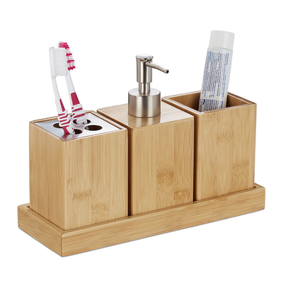 100% de bambou naturel, porteuse de brosse à dents durable, distributeur de savon pour une tasse, ensemble de bain