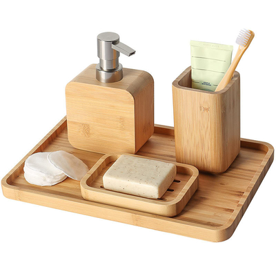 4 pièces de meubles de salle de bain en bambou naturel