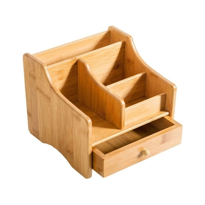 Stockage de maquillage en bambou avec tiroirs pour fournitures de bureau et bijoux