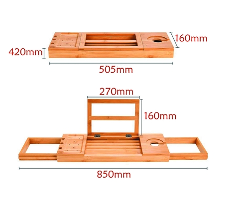 Extra grand plateau de baignoire élargi porte Ipad portable 2 en 1 100% bambou
