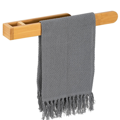 Étagère de rangement autoadhésif pour salle de bain Étagère de serviette de bambou Pas de perçage