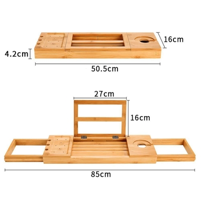 Accueil Meubles Bambou élastique Caddy de salle de bain plateau de baignoire personnalisé