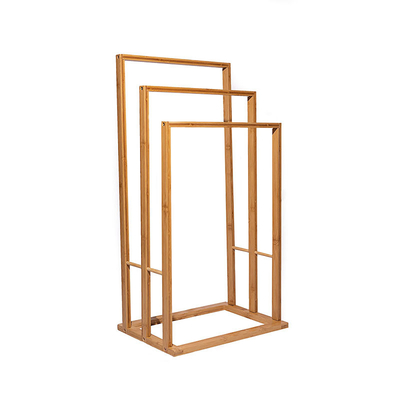 Grand rack de séchage en bambou à trois niveaux rangement de serviettes pour salle de bain sur mesure