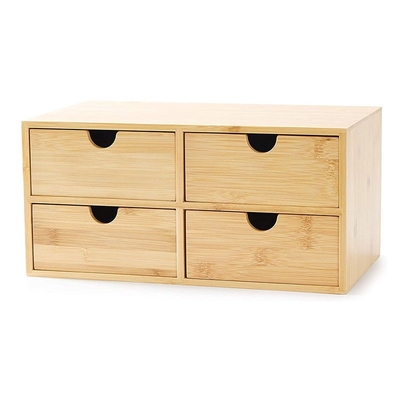 Boîte de rangement en bambou à injection durable avec tiroirs à 2 niveaux