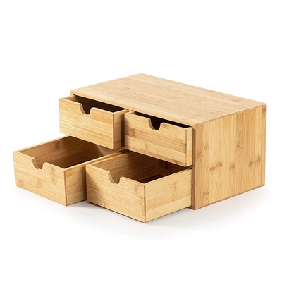 4 Boîte bien rangée organisateur de bureau de niveau 2 Armoire en bambou avec tiroirs et économique