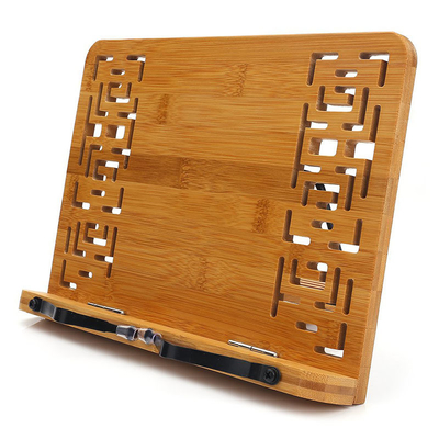 Porte-tablette en bambou naturel en forme de rectangle avec une apparence rétro creuse