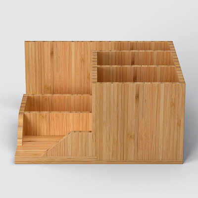 20x18x10cm Organisateur de bureau en bambou Porteur de stylo sculpté pour fournitures de bureau Design classique