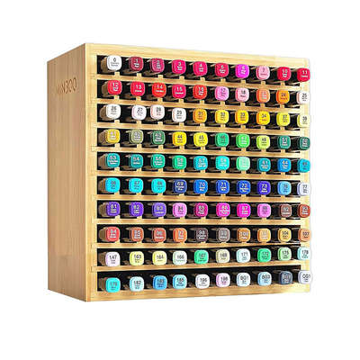 23 x 13,5 x 23 cm Organisateur de marqueurs en bambou Réservoir de stockage de fournitures d'art