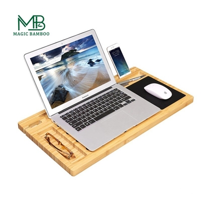 Portable porte-téléphone plateau de bureau portable en bambou multifonctionnel