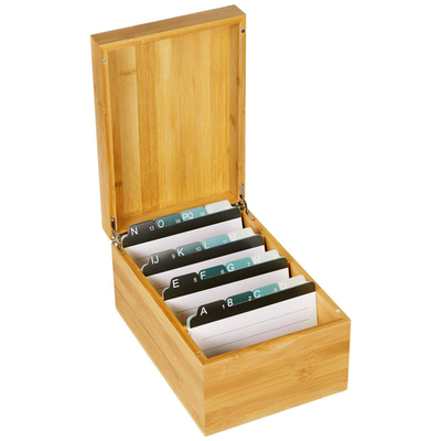 Porteur de carte de visite de bureau en bambou professionnel avec cartes indices