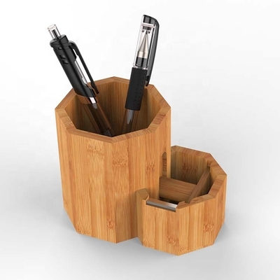 Organisez votre bureau avec ce porte-stylet en bambou multifonctionnel de 11,4*7,8*9cm