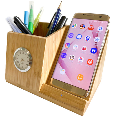 Salle de séjour chargeur sans fil rapide avec support de stylo et horloge Design naturel