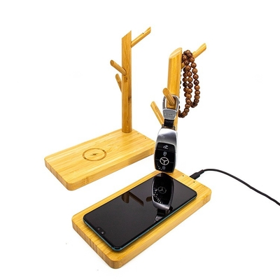 Station de recharge USB portable Porte-chargeuse personnalisée en bambou pour stockage