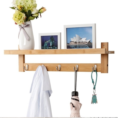 Commodité de rangement de salon en bambou monté sur le mur avec étagère supérieure