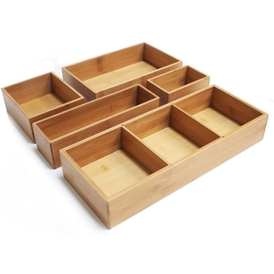 fournitures de bureau et accessoires de bureau de bois de bambou tiroir organisateur boîte à sacs 5 pièces